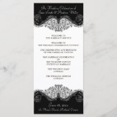 Schwarz-Weiß-Damast-Hochzeitsprogramme Programm (Vorderseite)