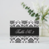 Schwarz-Weiß-Damast-Hochzeitsstimmung in der Tisch Postkarte (Stehend Vorderseite)