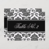 Schwarz-Weiß-Damast-Hochzeitsstimmung in der Tisch Postkarte (Vorne/Hinten)