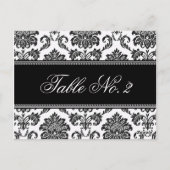 Schwarz-Weiß-Damast-Hochzeitsstimmung in der Tisch Postkarte (Rückseite)