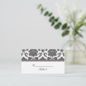 Schwarz-Weiß-Damast-Hochzeitsstipps-Platzkarten Platzkarte (Stehend Vorderseite)