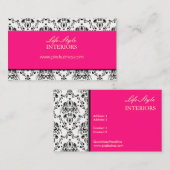 Schwarz-Weiß-Damast/Hot-Pink-Akzent Visitenkarte (Vorne/Hinten)