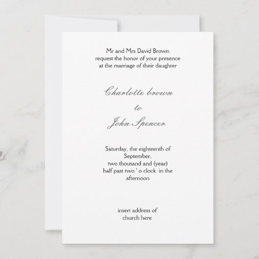 Schwarz-Weiß-Damast-IMITATE Farbbanddesign Einladung (Rückseite)