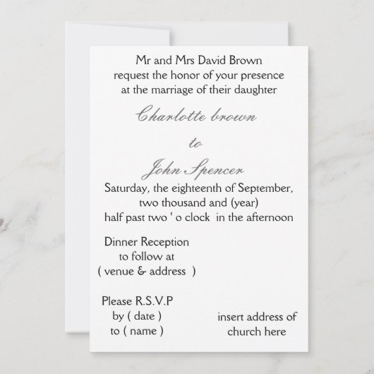 Schwarz-Weiß-Damast-IMITATE Farbbanddesign Einladung (Rückseite)