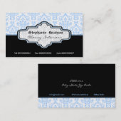 Schwarz-Weiß-Damast-Innenausstattung Visitenkarte (Vorne/Hinten)
