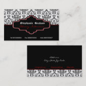Schwarz-Weiß-Damast-Innenausstattung Visitenkarte (Vorne/Hinten)