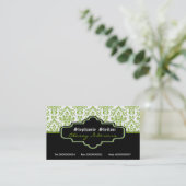 Schwarz-Weiß-Damast-Innenausstattung Visitenkarten Visitenkarte (Stehend Vorderseite)