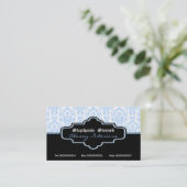 Schwarz-Weiß-Damast-Innenausstattung Visitenkarten Visitenkarte (Stehend Vorderseite)