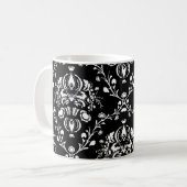Schwarz-Weiß-Damast Kaffeetasse (Vorderseite Links)