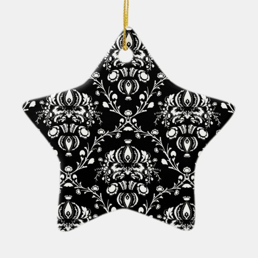 Schwarz-Weiß-Damast Keramik Ornament (Vorne)