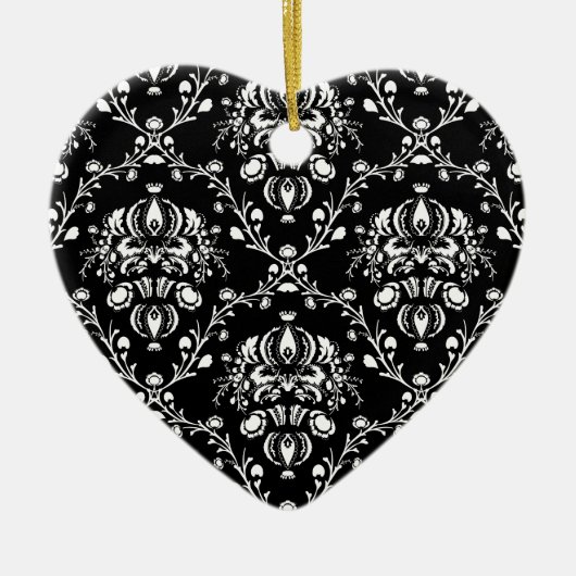 Schwarz-Weiß-Damast Keramik Ornament (Vorne)