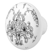 Schwarz-Weiß-Damast Keramikknauf (Rechts)