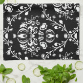 Schwarz-Weiß-Damast Küchentuch (Gefaltet)