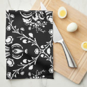Schwarz-Weiß-Damast Küchentuch (Viertel Falte)