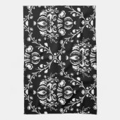 Schwarz-Weiß-Damast Küchentuch (Vertikal)