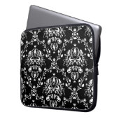 Schwarz-Weiß-Damast Laptopschutzhülle (Vorderseite Links)