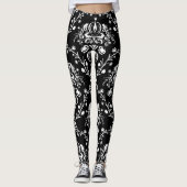Schwarz-Weiß-Damast Leggings (Vorderseite)