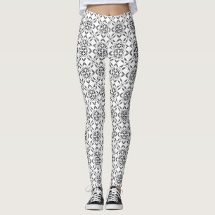 Schwarz-Weiß-Damast Leggings