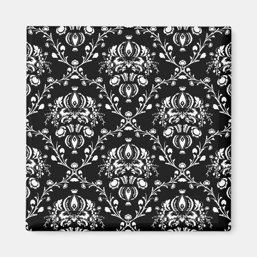 Schwarz-Weiß-Damast Magnet (Vorne)