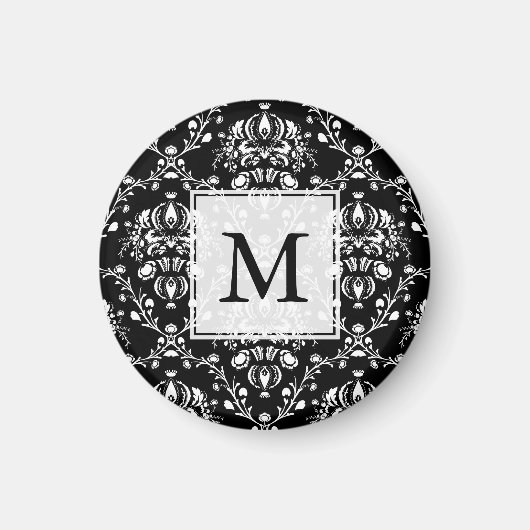 Schwarz-Weiß-Damast Magnet (Vorne)