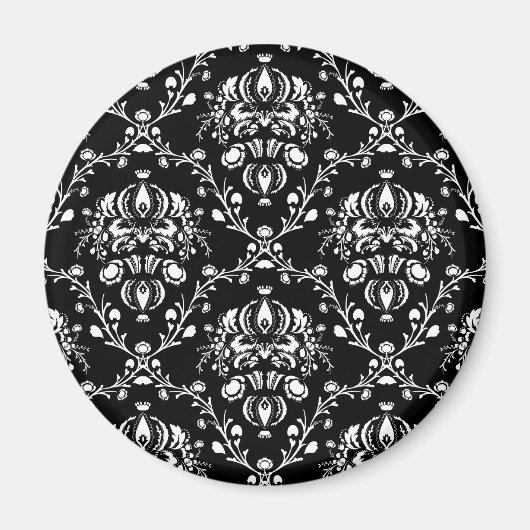 Schwarz-Weiß-Damast Magnet (Vorne)