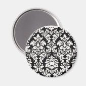 Schwarz-Weiß-Damast-Magnet Magnet (Vorderseite/Rückseite)