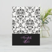 Schwarz-Weiß-Damast, maßgeschneiderte Hochzeit Einladung (Stehend Vorderseite)
