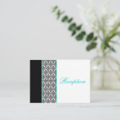 Schwarz-Weiß-Damast mit Aqua-Verschlusskarte Begleitkarte (Stehend Vorderseite)