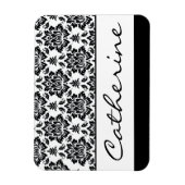 Schwarz-Weiß-Damast mit benutzerdefinierbarem Name Magnet (Vertikal)