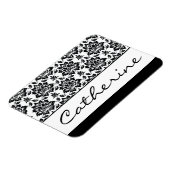 Schwarz-Weiß-Damast mit benutzerdefinierbarem Name Magnet (Linke Seite)