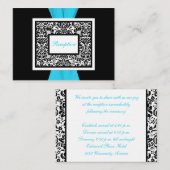 Schwarz-Weiß-Damast mit blauer Verschlusskarte Begleitkarte (Vorne/Hinten)