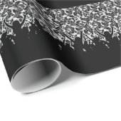 Schwarz-Weiß-Damast mit jubelnder Menge Geschenkpapier (Rolleneckpunkt)
