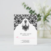Schwarz-Weiß-Damast mit Kronleuchter-Antwortkarte RSVP Karte (Stehend Vorderseite)