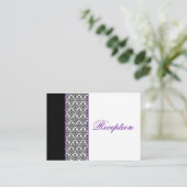 Schwarz-Weiß-Damast mit Lila Verschlusskarte Begleitkarte (Stehend Vorderseite)