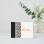 Schwarz-Weiß-Damast mit orangefarbener Verschlussk Begleitkarte (Stehend Vorderseite)