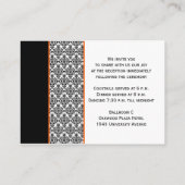 Schwarz-Weiß-Damast mit orangefarbener Verschlussk Begleitkarte (Rückseite)