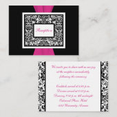 Schwarz-Weiß-Damast mit rosa Verschlusskarte Begleitkarte (Vorne/Hinten)