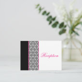 Schwarz-Weiß-Damast mit rosa Verschlusskarte Begleitkarte (Stehend Vorderseite)