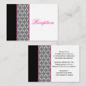 Schwarz-Weiß-Damast mit rosa Verschlusskarte Begleitkarte (Vorne/Hinten)