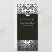 SCHWARZ WEISS DAMAST MONOGRAMM HOCHZEITSPROGRAMM EINLADUNG (Rückseite)