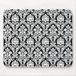 Schwarz-Weiß-Damast Mousepad