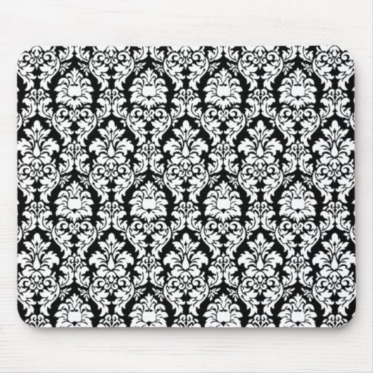 Schwarz-Weiß-Damast Mousepad (Vorne)