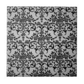 Schwarz-Weiß-Damast-Muster Fliese (Vorderseite)