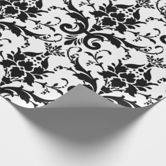 Schwarz-Weiß-Damast-Muster Geschenkpapier (Ecke)