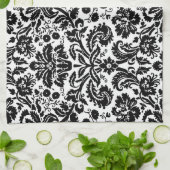 Schwarz-Weiß-Damast-Muster Geschirrtuch (Gefaltet)