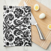 Schwarz-Weiß-Damast-Muster Geschirrtuch (Viertel Falte)