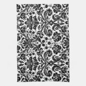 Schwarz-Weiß-Damast-Muster Geschirrtuch (Vertikal)