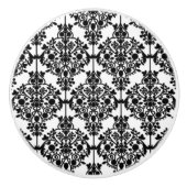 Schwarz-Weiß-Damast-Muster Keramikknauf (Vorderseite)