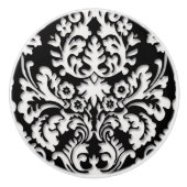 Schwarz-Weiß-Damast-Muster Keramikknauf (Vorderseite)