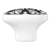 Schwarz-Weiß-Damast-Muster Keramikknauf (Seitenansicht)